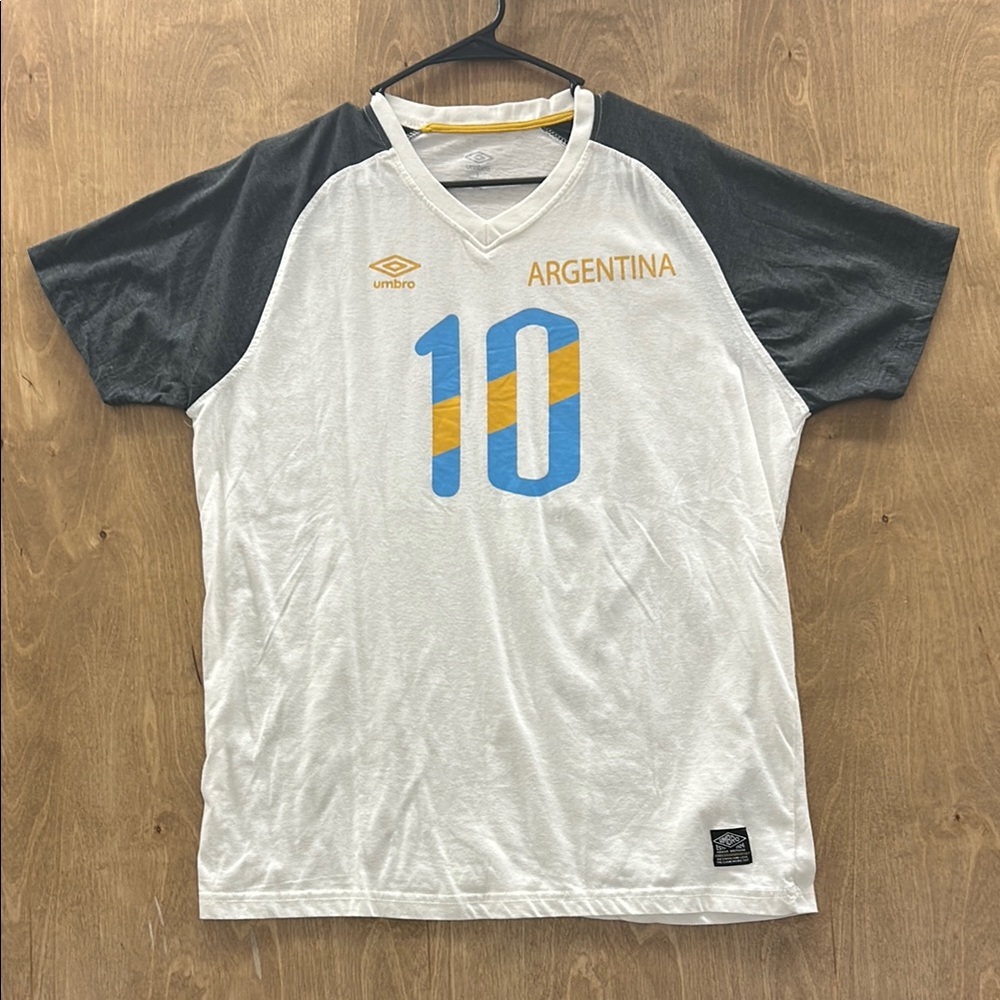 Umbro White and Black Sports Jersey with Bold Number Design